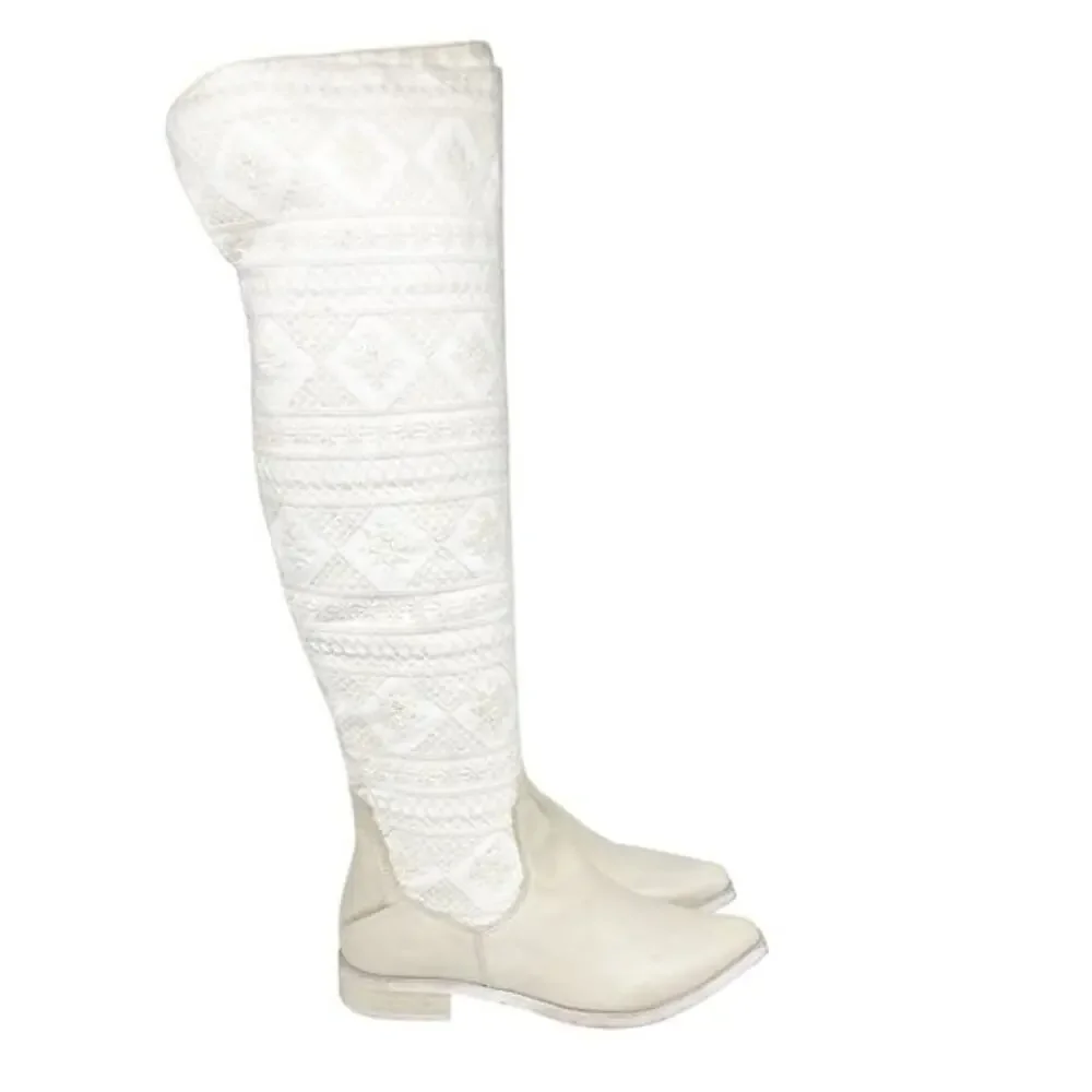 Free People Women's Bren‎ OTK Crochet Western Cowgirl Boots Size US 6 Size 36